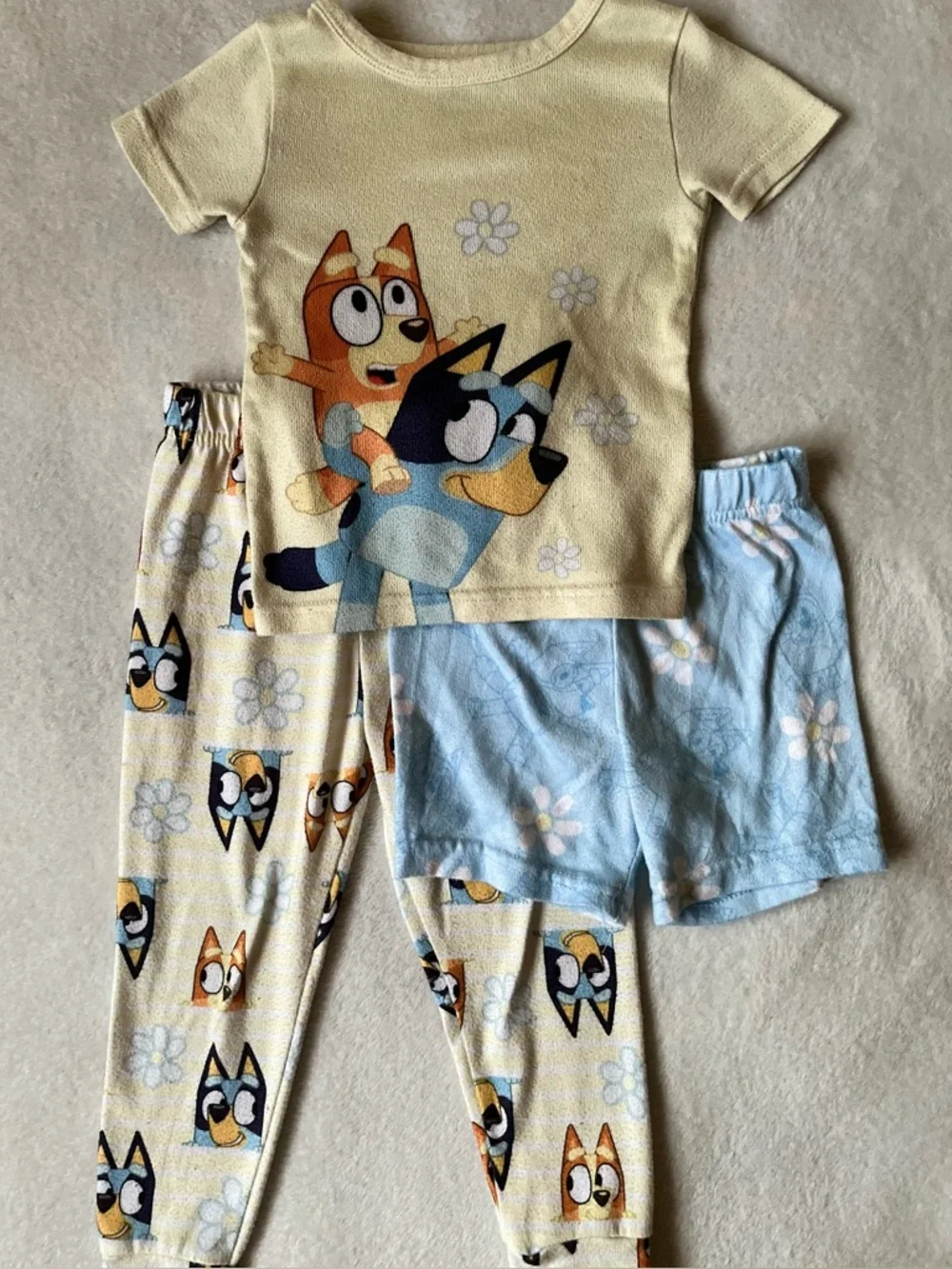 2 Bluey Kids Pajama Sets - Yellow & Light Blue Character Sleepwear